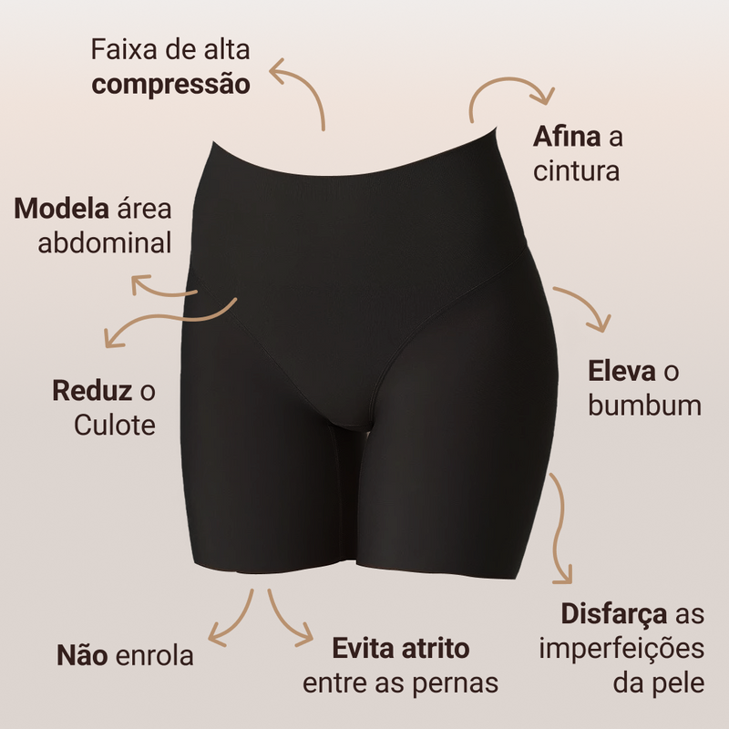 Short Modelador Skin Compression sem costura + Brinde Calcinha Modeladora