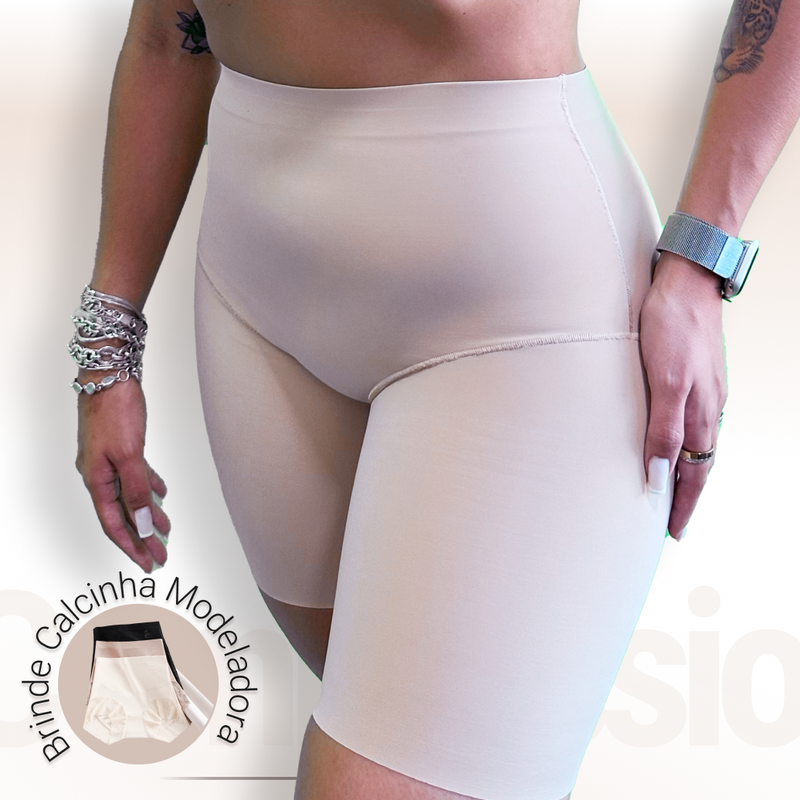 Short Modelador Skin Compression sem costura + Brinde Calcinha Modeladora