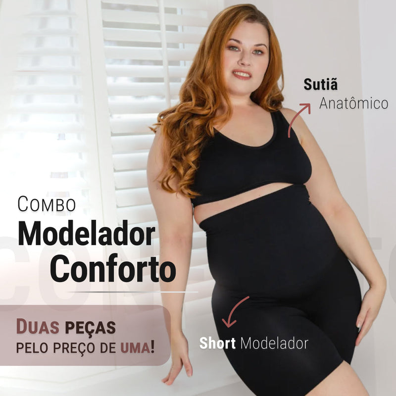 Combo: Short Modelador Slim Shape + Sutiã Comfort Pro